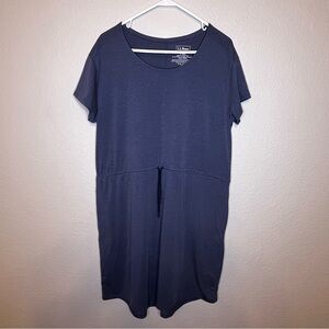 L.L. Bean Blue Short Sleeve T-Shirt Travel Midi Dress With Pockets Size Large